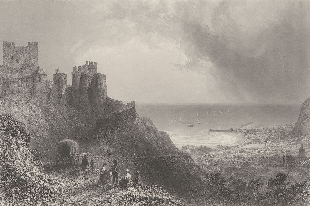 Dover, from the Ramsgate Road. Kent. BARTLETT 1842 old antique print picture